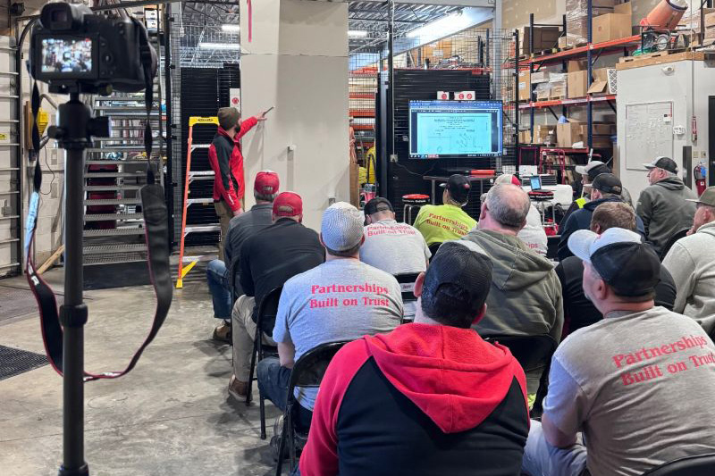 Group of Beeler employees attending a safety meeting