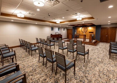 Chapel space at Avalon Square with many individual chairs