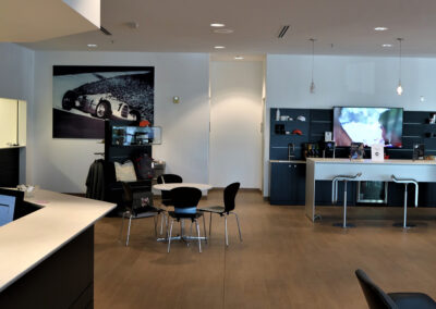 Interior lobby of the North Shore Audi car dealership