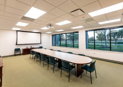 Inside one of the conference rooms of the Uline H9 Interior Refresh project