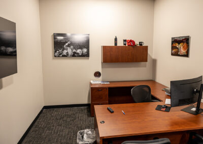 Office at Westbrook MTE Tenant Buildout featuring desk, chairs, TV, and monitor screen