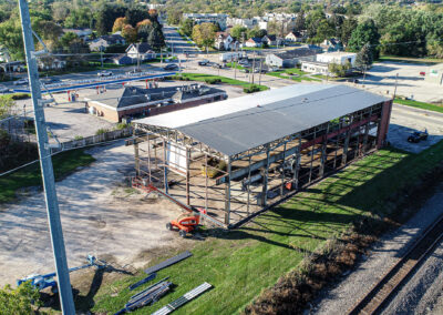 End view of VisuSewer’s pre-engineered metal building