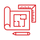 blueprint, ruler and pencil icon